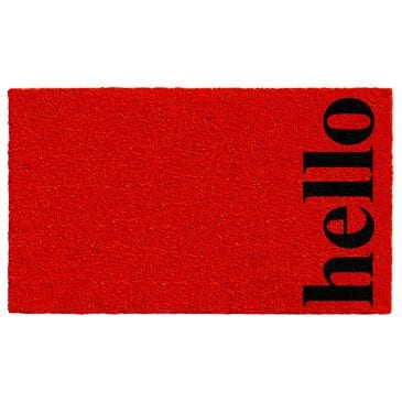 Calloway Mills Vertical Hello  1"5" x 2"5" Red and Black Door Mat, , large