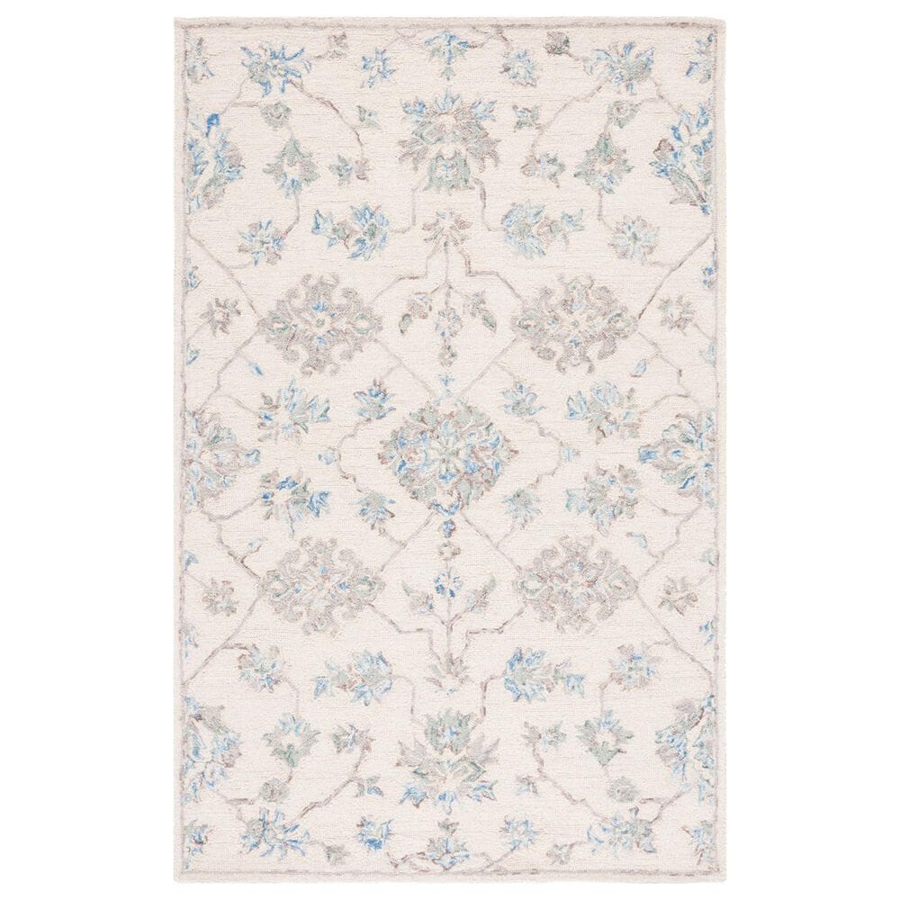 Safavieh Micro-Loop Oriental 5" x 8" Ivory and Grey Area Rug, , large