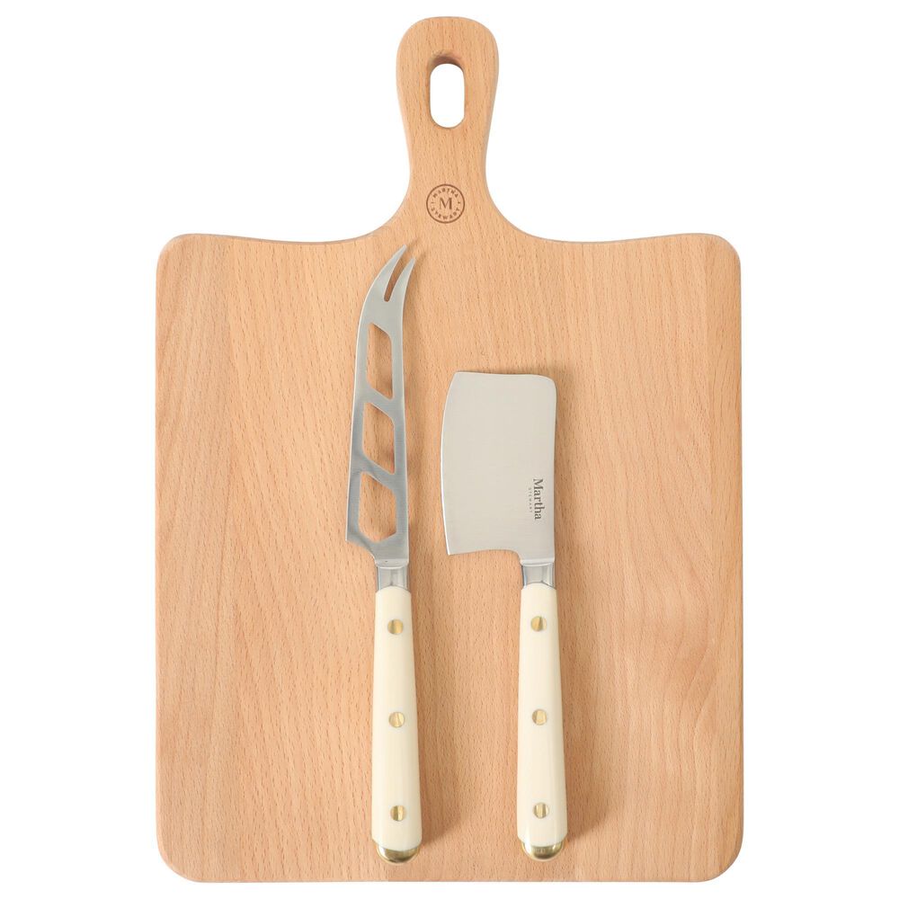 Gibson Overseas, Inc Blairwood 3-Piece Cheese Board Set in Brown and Stainless Steel, , large