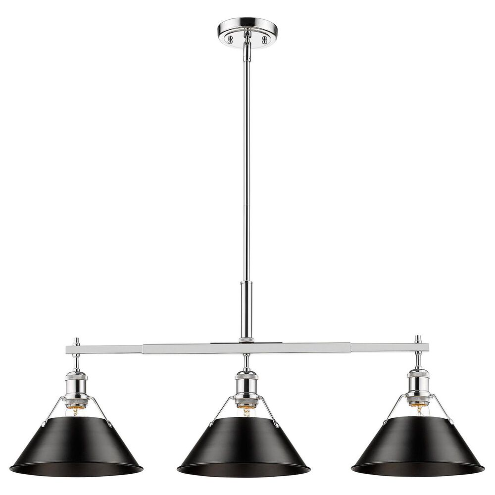 Golden Lighting Orwell 3-Light Linear Pendant with Matte Black Shade in Chrome, , large