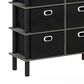 HOMLUX 5-Tier Modern Storage Bookshelf with 6 Storage Bins in French Oak Grey and Black, , large