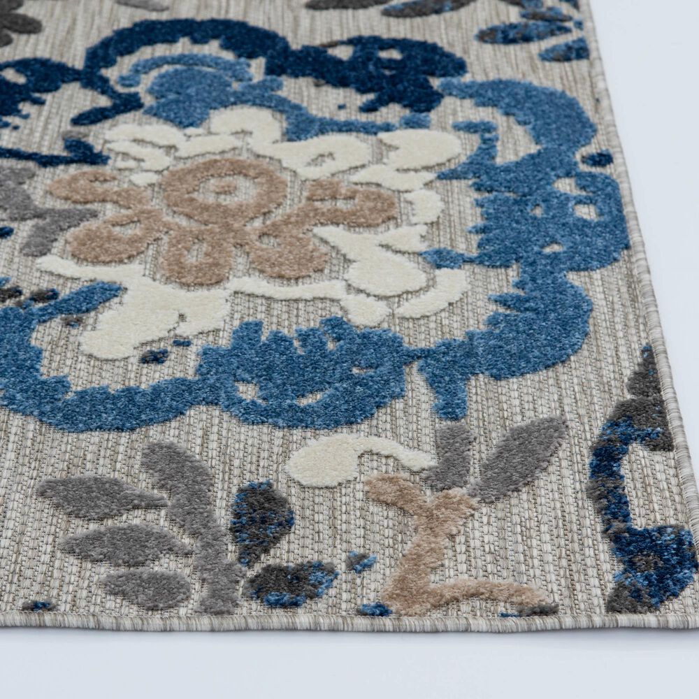 Central Oriental Fontana Pakuna 5&#39;3&quot; x 7&#39; Gray and Blue Area Rug, , large