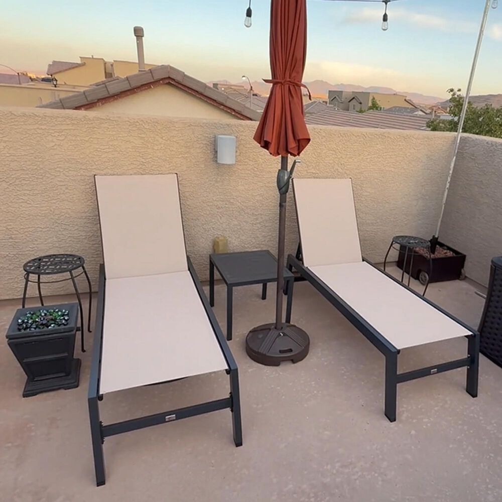 HOMLUX 3-Piece Patio Chaise Lounge Set with Wheels in Beige, , large