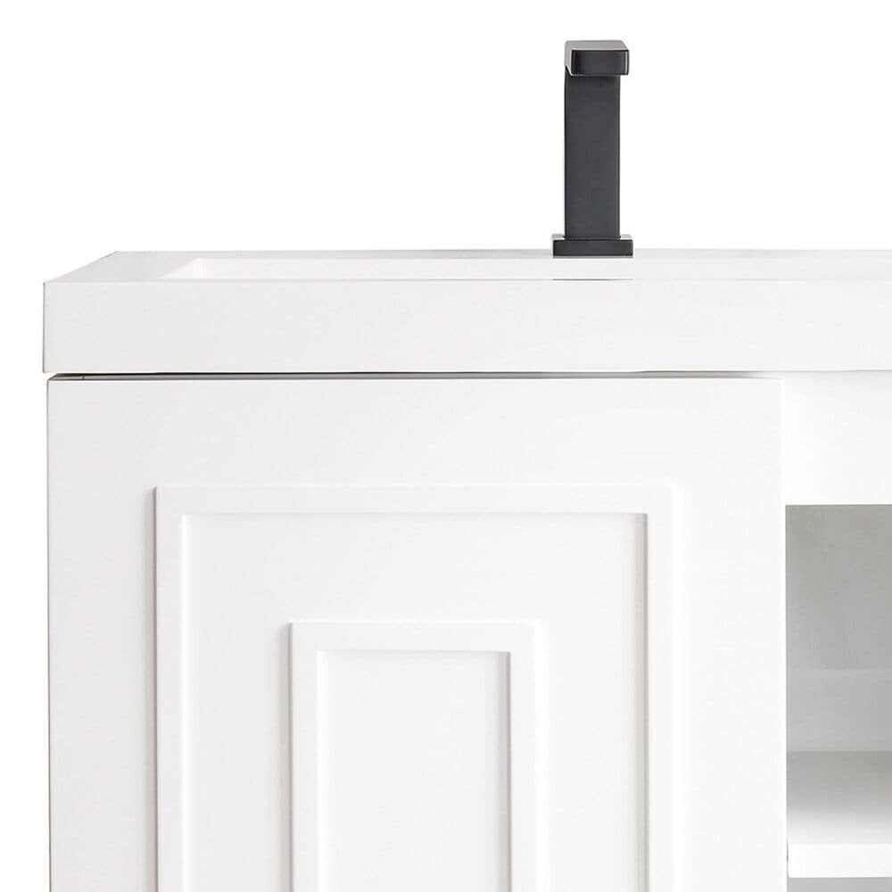James Martin Vanities Alicante 24&quot; Single Bathroom Vanity in Glossy White and Matte Black with 5 cm White Glossy Resin Top and Rectangular Sink, , large