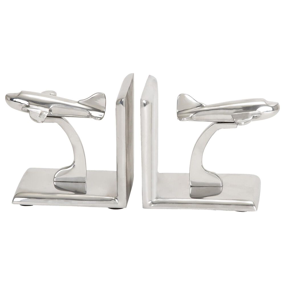 Maple and Jade Airplanes and Helicopters Bookend in Silver (Set of 2), , large