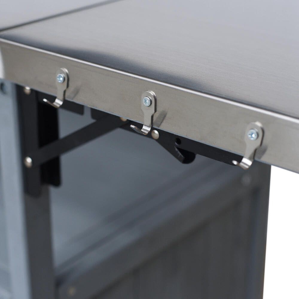 HOMLUX Farmhouse Rolling Outdoor Kitchen Cart with Stainless Steel Top in Blue Gray, , large