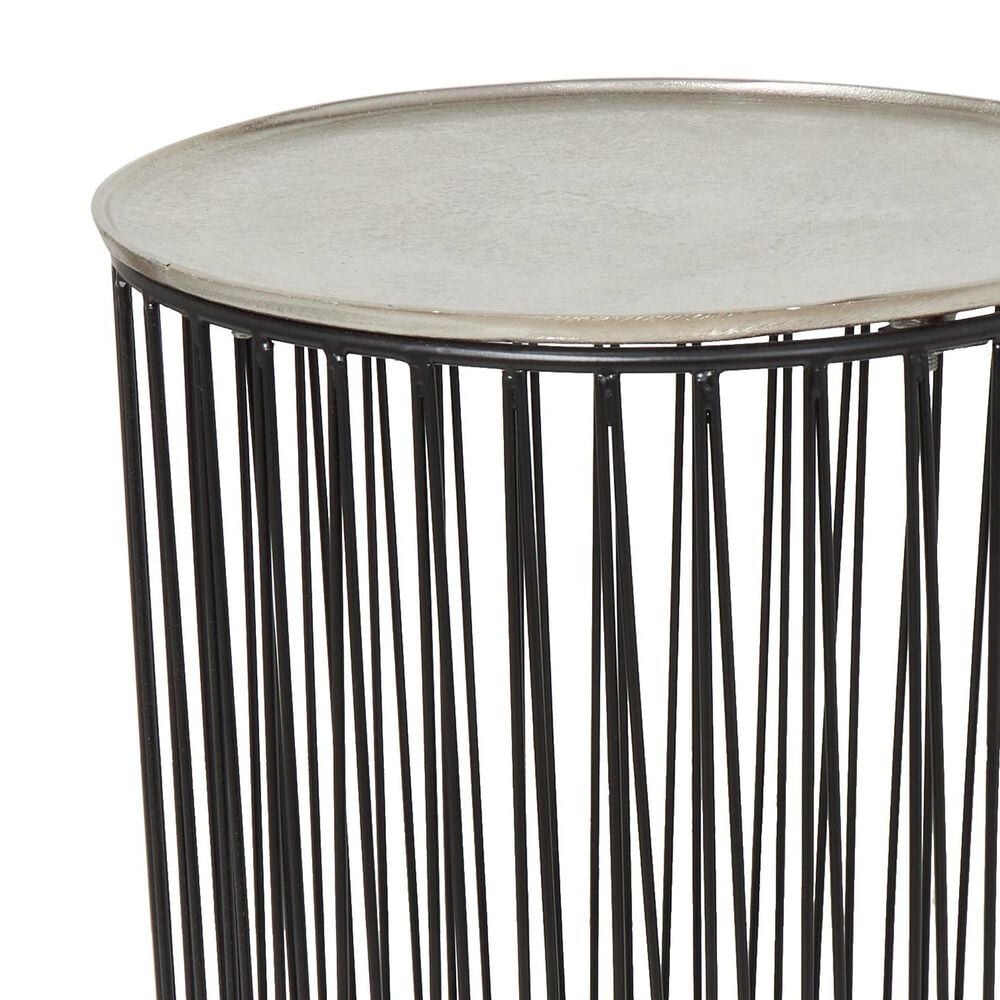 Maple and Jade Open Frame Wire End Table in Black and Silver, , large
