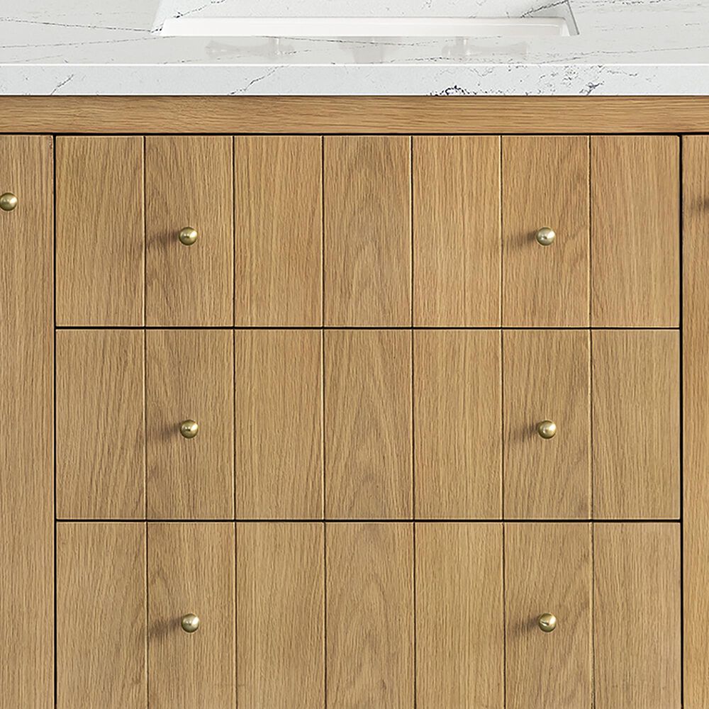 James Martin Vanities Hudson 60&quot; Single Bathroom Vanity in Light Natural Oak with 3 cm Ethereal Noctis Quartz Top and Rectangular Sink, , large