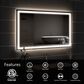 HOMLUX 36" x 30" LED Bathroom Makeup Mirror in Silver, , large