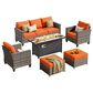 HOMLUX 6-Piece Outdoor Sofa Set in Orange, , large
