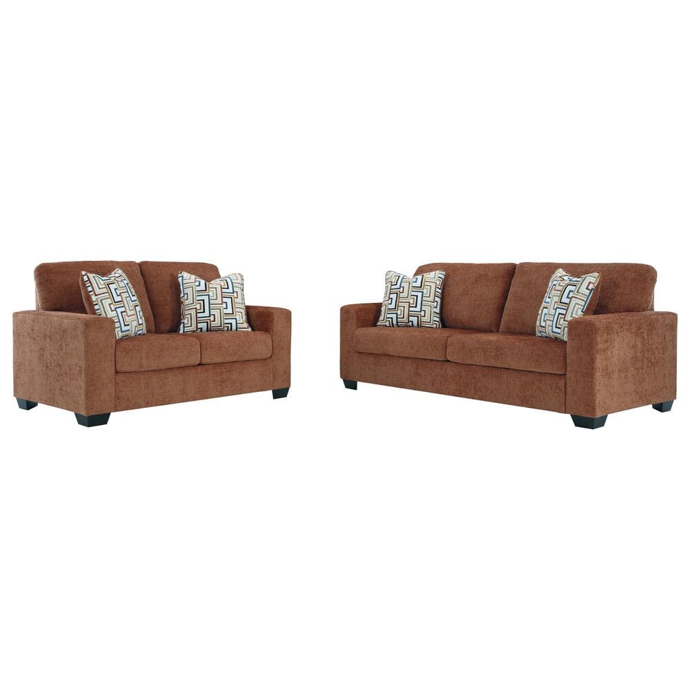 Ashley Aviemore Stationary Sofa and Loveseat Set in Spice, , large