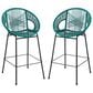 Hearth and Haven Ferrara Outdoor Faux Wicker Barstool in Teal (Set of 2), , large