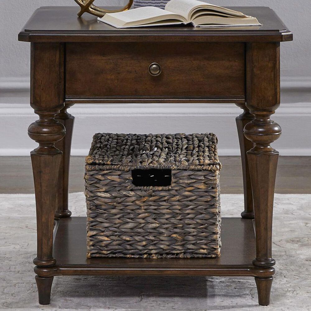 Belle Furnishings Arden Road 1-Drawer End Table in Satin Cherry, , large