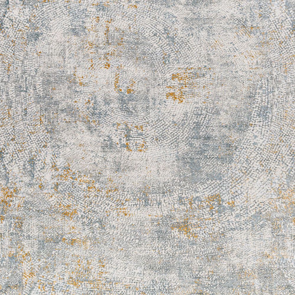 Surya Dresden DRE-2320 White, Medium Gray, Light Slate, Gray, Denim and Mustard 7'10" Round Area Rug, , large