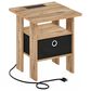 HOMLUX USB and Type-C Port Charging Station End Table with Black Storage Bin in Flagstaff Oak, , large