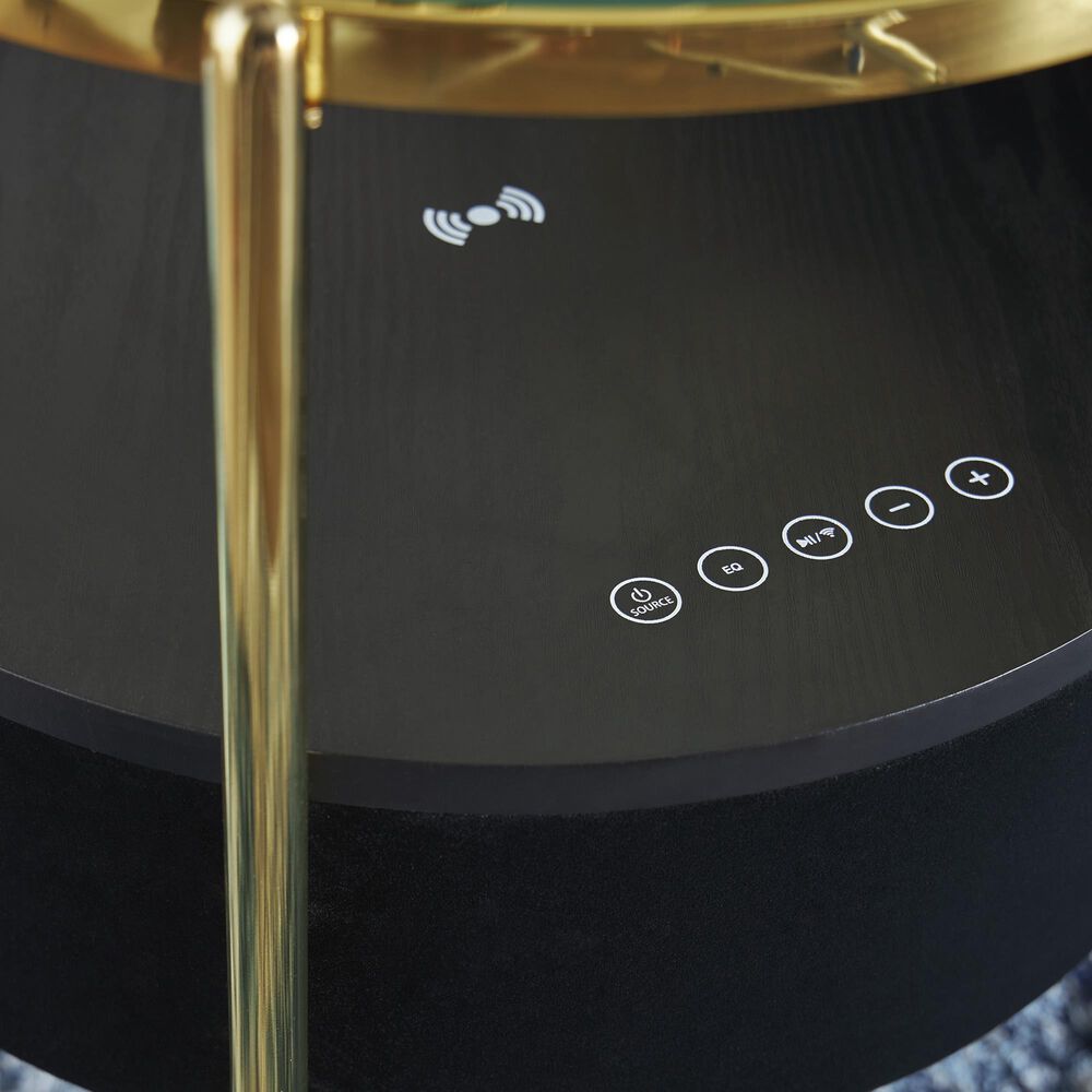 Ashley Nedman Accent End Table with Speaker in Black and Gold, , large