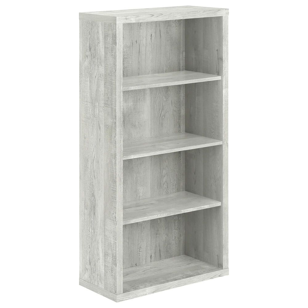 Monarch Specialties 48" Bookcase with Adjustable Shelves in Grey Reclaimed Wood-Look, , large