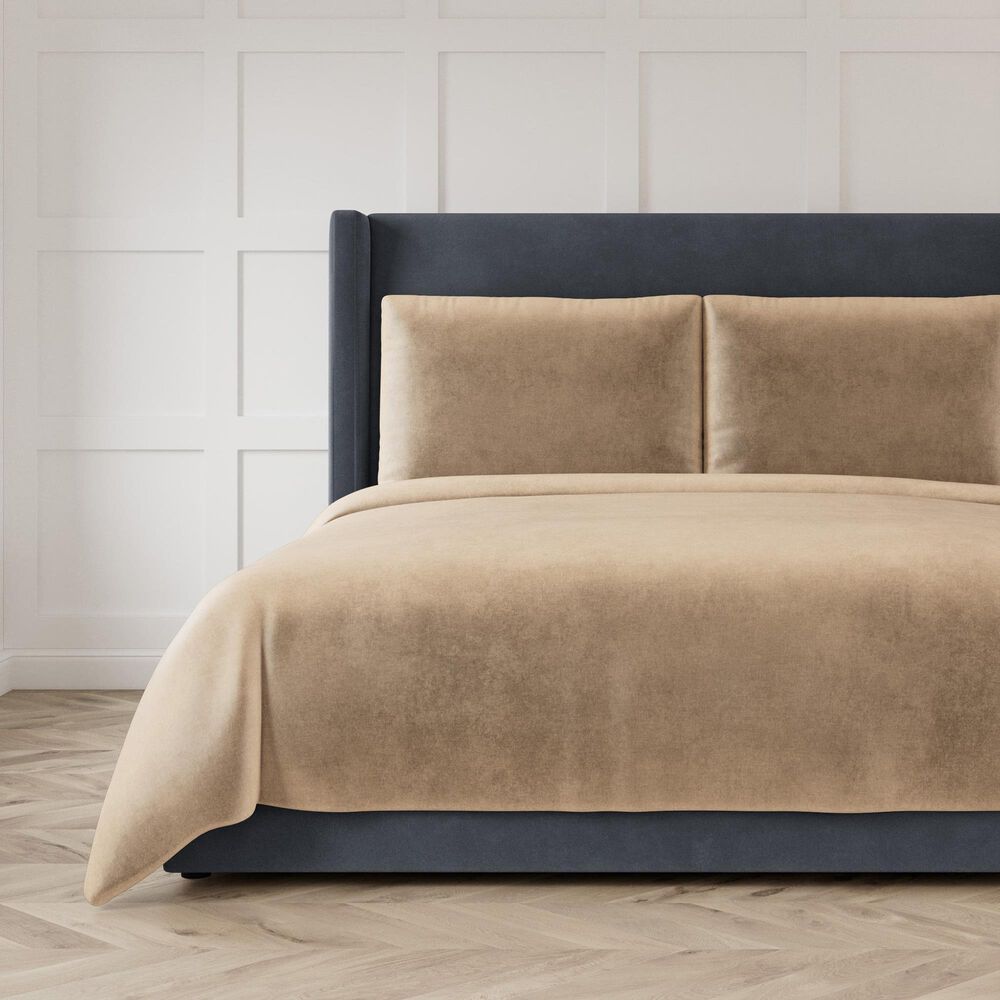 Ann Gish Modern Velvet King Coverlet in Taupe, , large