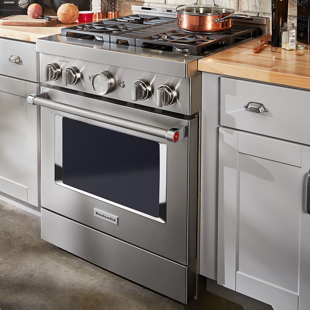 KitchenAid 4.1 Cu. Ft. Freestanding Gas Range with True Convection in Stainless Steel, , large