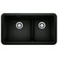 Blanco Ikon 33" Apron Double Bowl Farmhouse Sink with Low Divide in Coal Black, , large