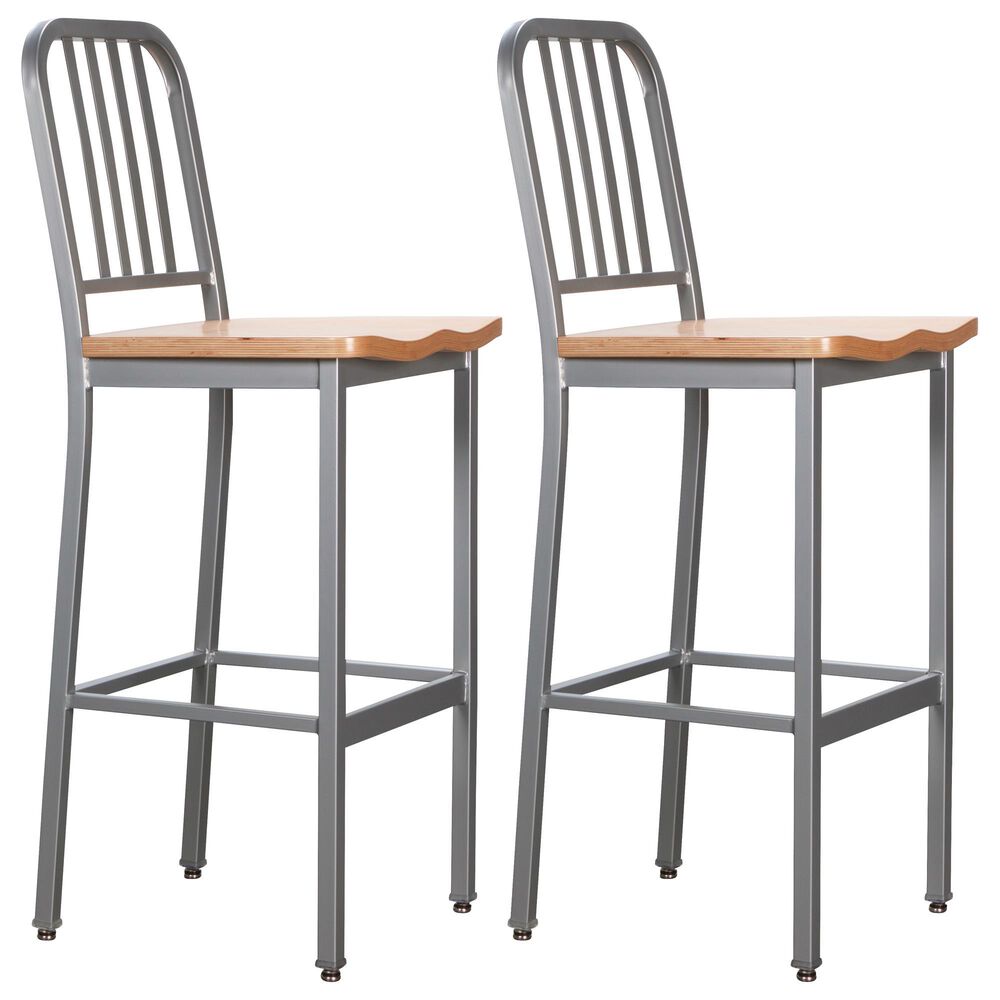 Linon Home Decor Frazier Bar Stool in Silver and Natural (Set of 2), , large