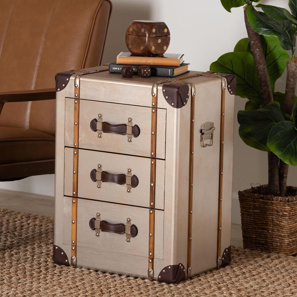 Baxton Studio Naylor 3-Drawer Cabinet in Matte Bronze, , large