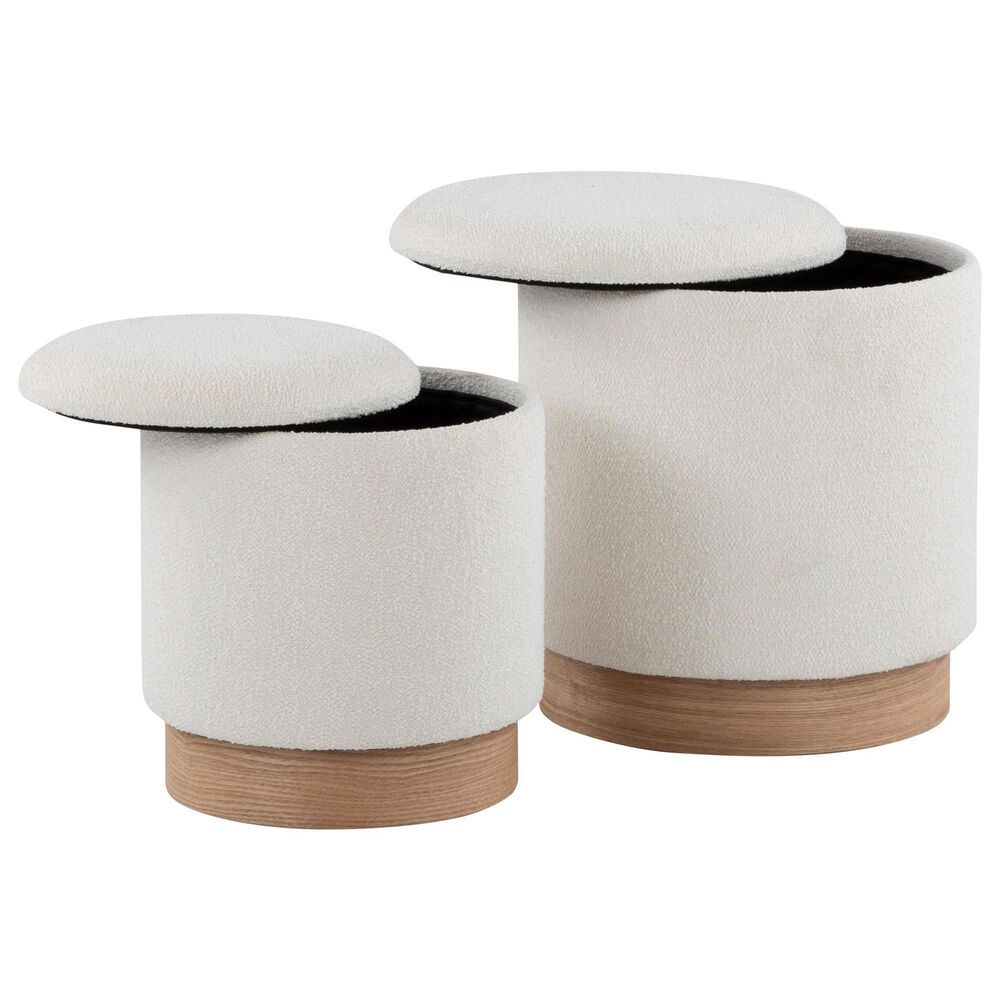 Lumisource Marla 2-Piece 16&quot; Nesting Ottoman Set in Cream, , large