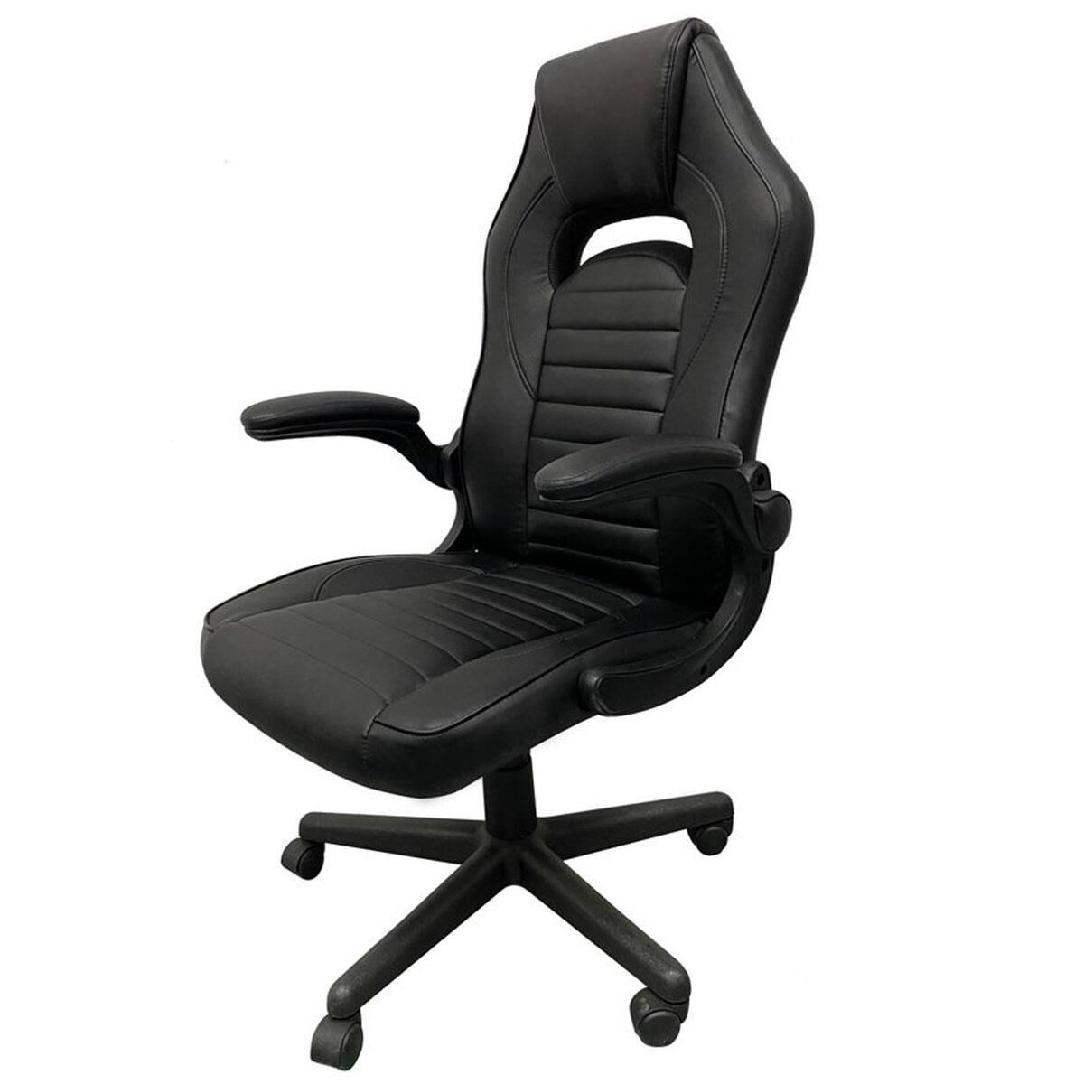Global Seating Bonded Leather Gaming Chair in Black NFM