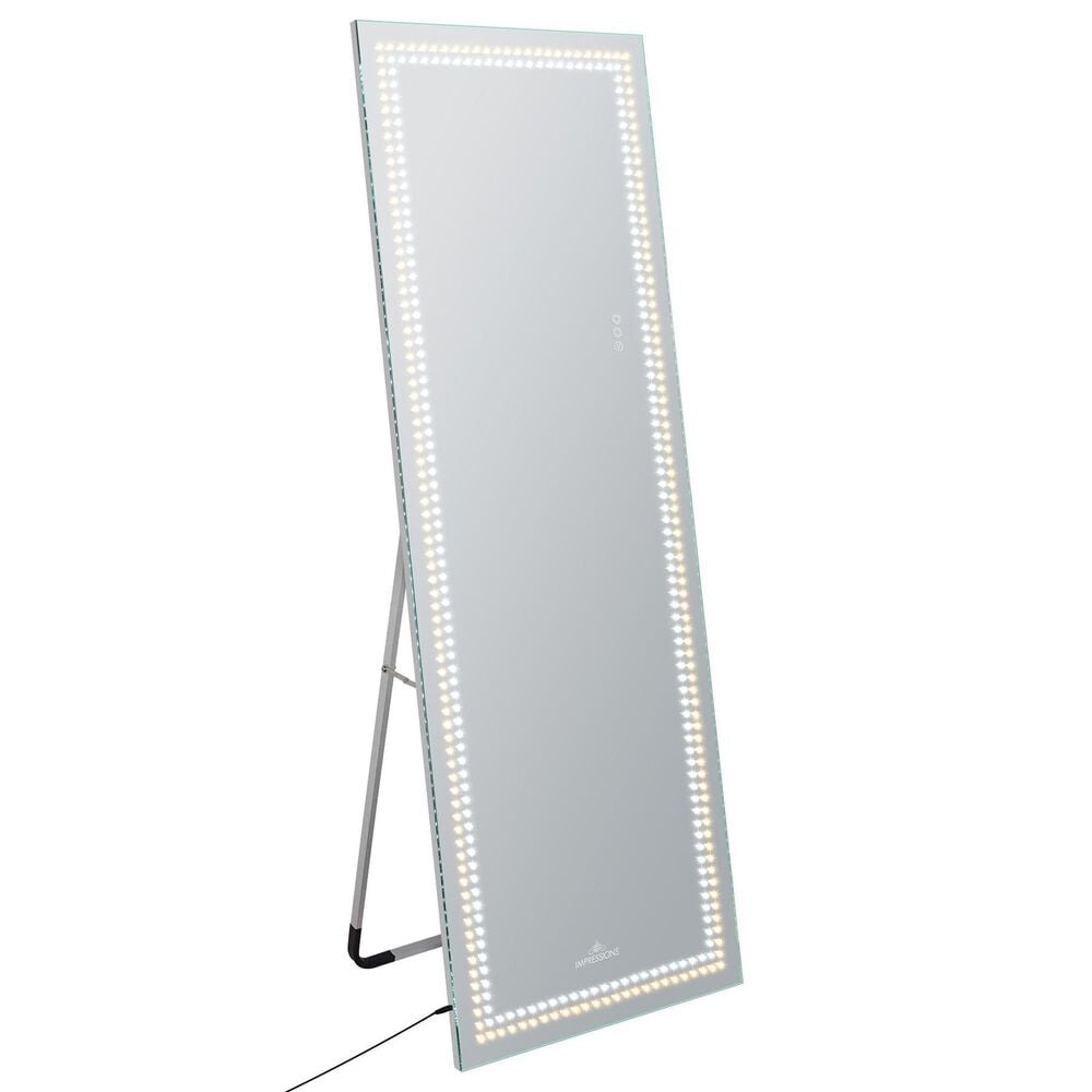 Impressions Vanity Stage Lite Rectanglar Full Length Vanity Mirror in Silver, , large