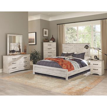 Seven Stars Aspen 4-Piece Twin Bedroom Set in Rustic White and Dark Grey, , large