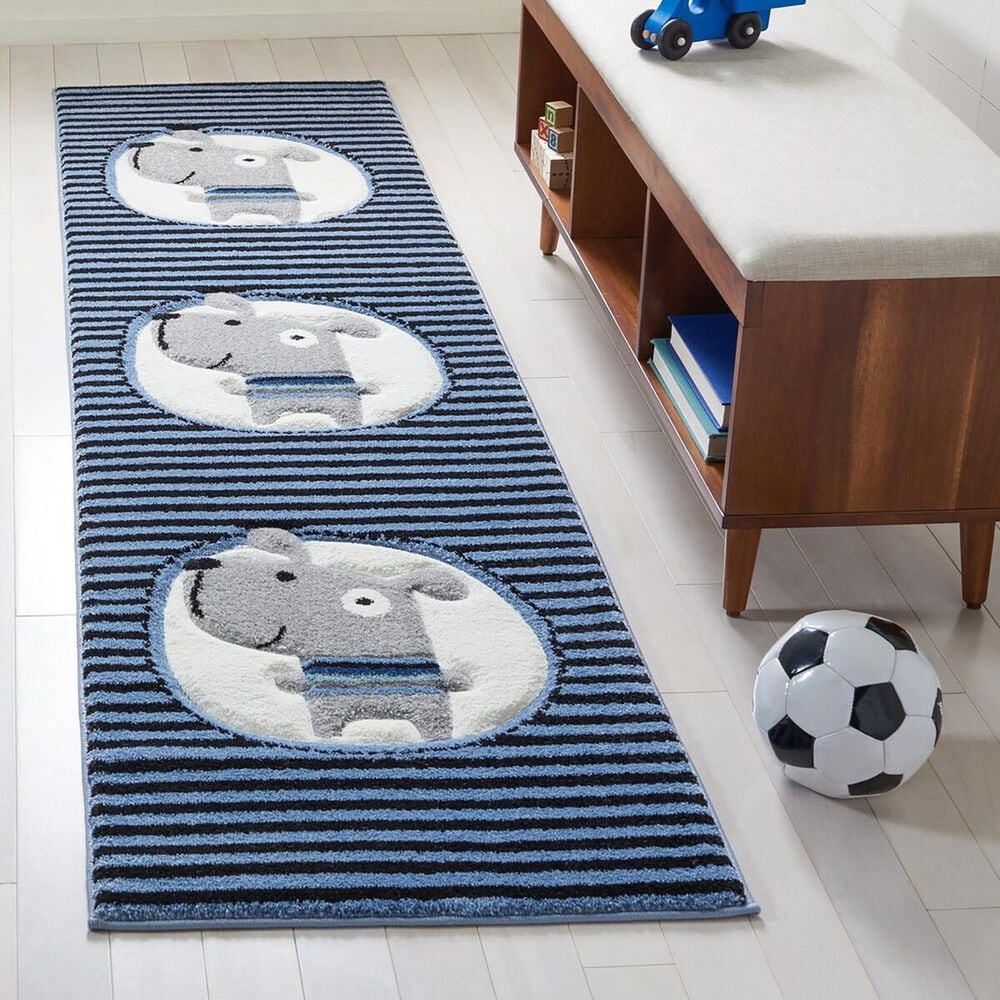 Safavieh Carousel CRK126 2&#39; x 8&#39; Navy and Ivory Kids Runner, , large