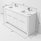 Lexora Home Lafarre 60" Double Bathroom Vanity in White with 2 cm White Cultured Marble Top and Rectangular Sinks, , large
