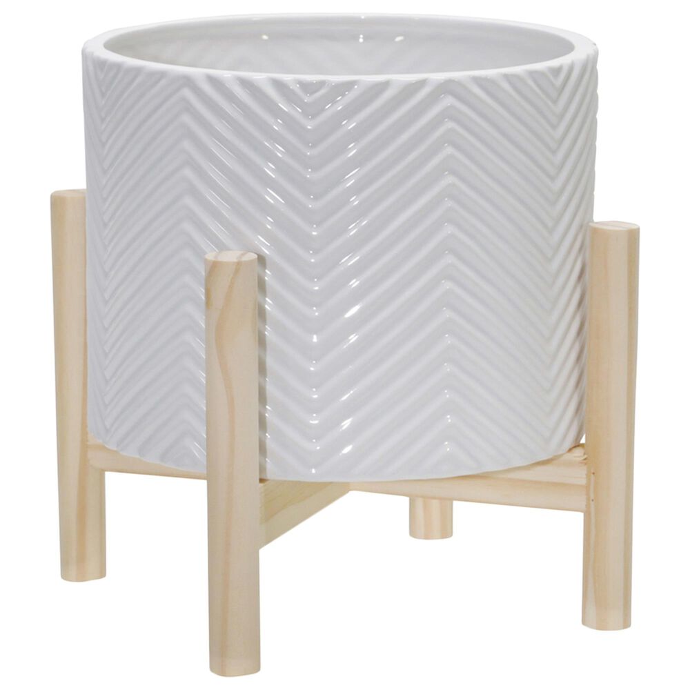 Sagebrook Home 8" Planter with Stand in White, , large