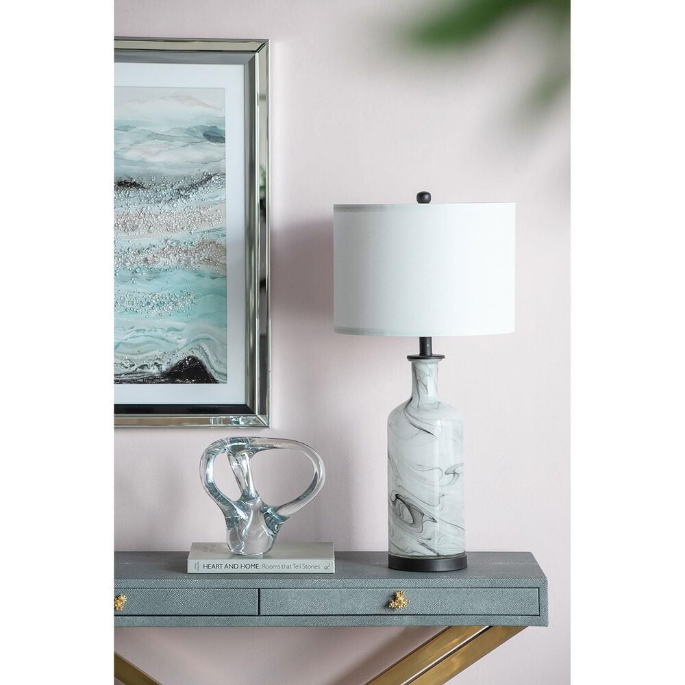 A&amp;B Home Sarris Swirl Table Lamp in Gray and White, , large
