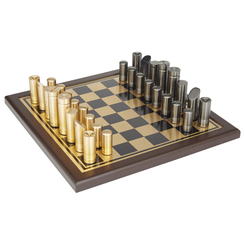 Novogratz 4" x 14" Chess Game Set in Black, Gold, Brown and Gunmetal, , large