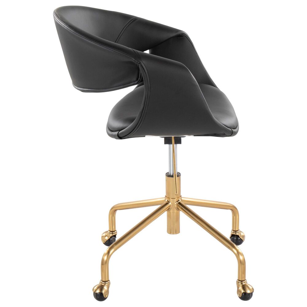Lumisource Curvo Task Chair with Black Cushion in Gold, , large