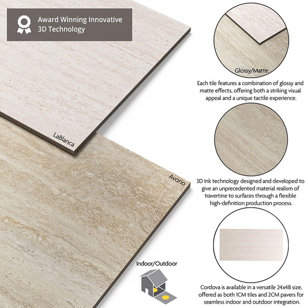 MS International Cordova Avorio 24" x 48" Porcelain Tile, , large