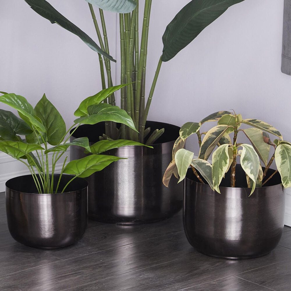 Maple and Jade Planter in Black &#40;Set of 3&#41;, , large