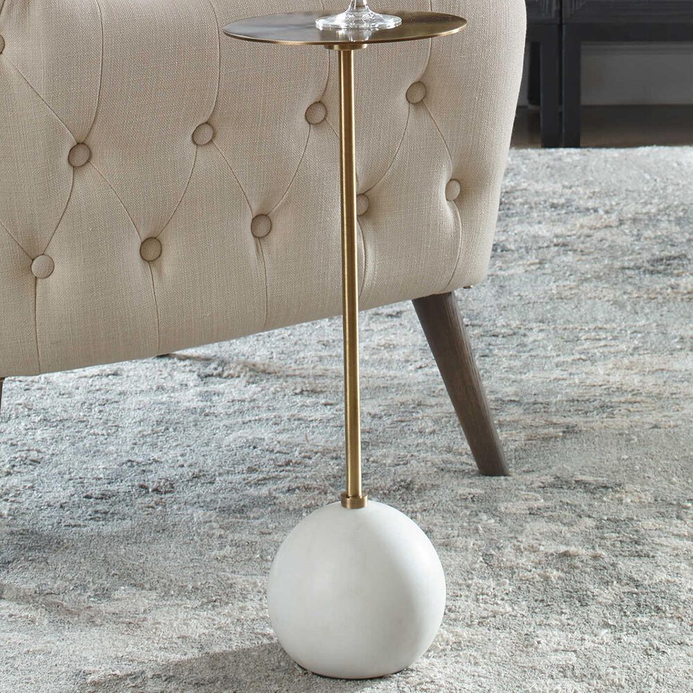 Uttermost Gimlet Drink Table in White and Brass, , large