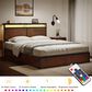 HOMLUX Queen 4-Drawer Storage Bed with LED Headboard and Charging Station in Rustic Brown, , large