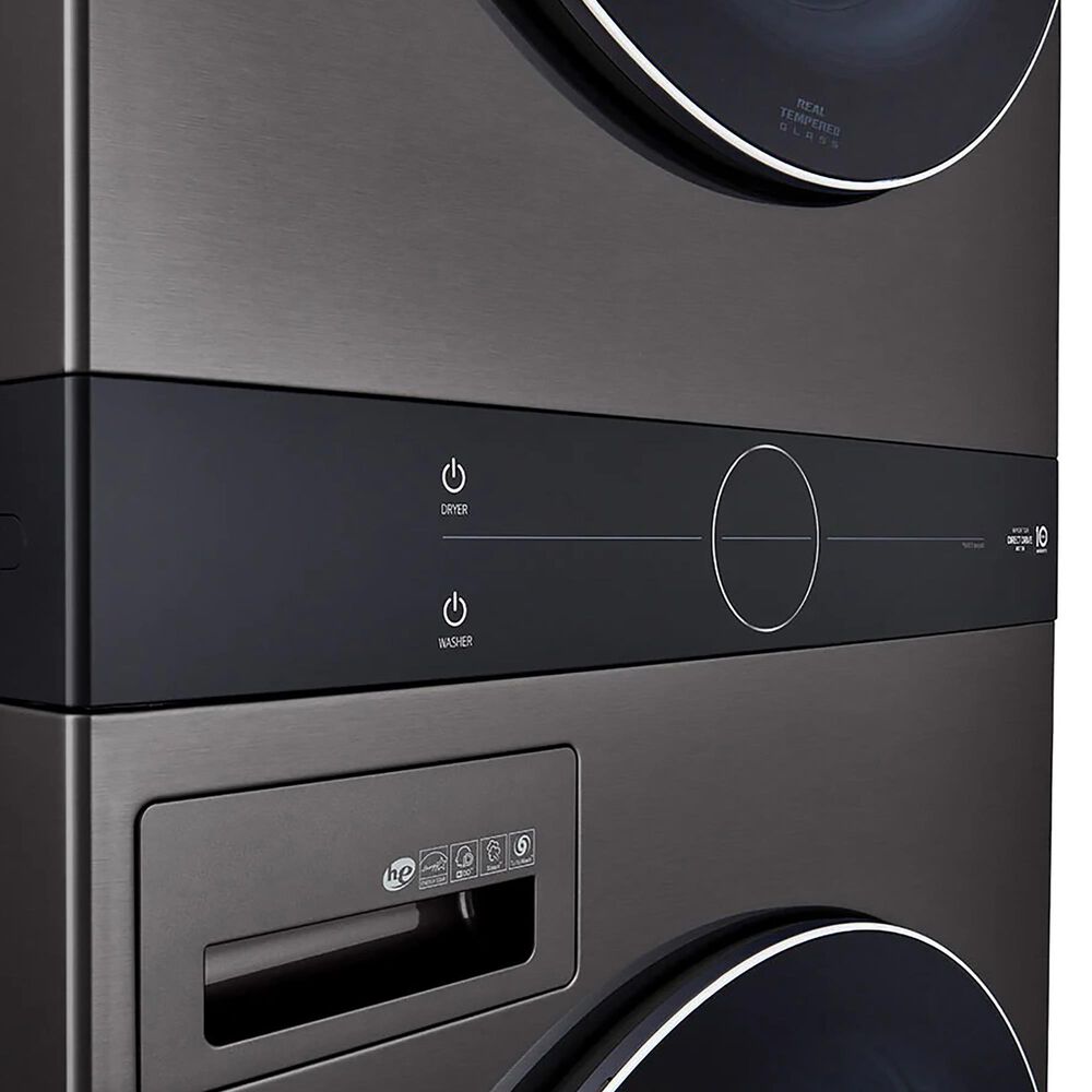LG WashTower with Center Control 4.5 Cu. Ft. Washer and 7.4 Cu. Ft. Electric Dryer in Black Stainless Steel, , large