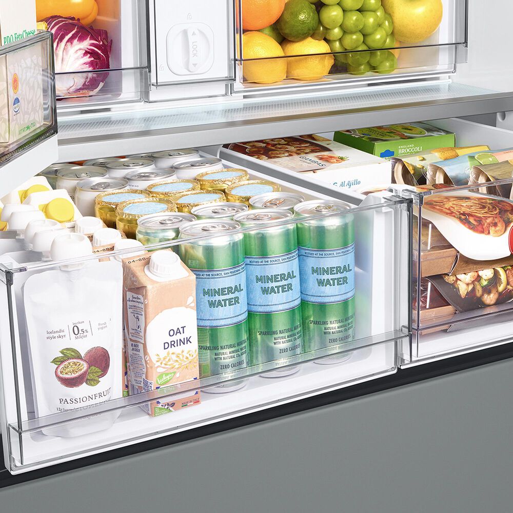 Samsung Bespoke Bespoke 30 Cu. Ft. 3-Door French Door Refrigerator - White Glass Top Family Hub Panels and Matte Gray Glass Bottom Panel Included, , large