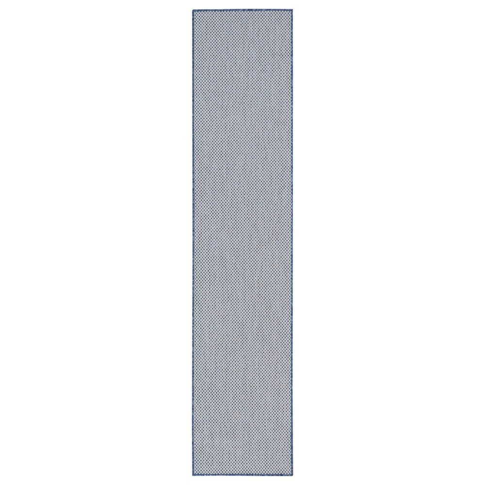 Nourison Courtyard Ivory and Blue 2"2" x 8" Indoor/Outdoor Runner, , large