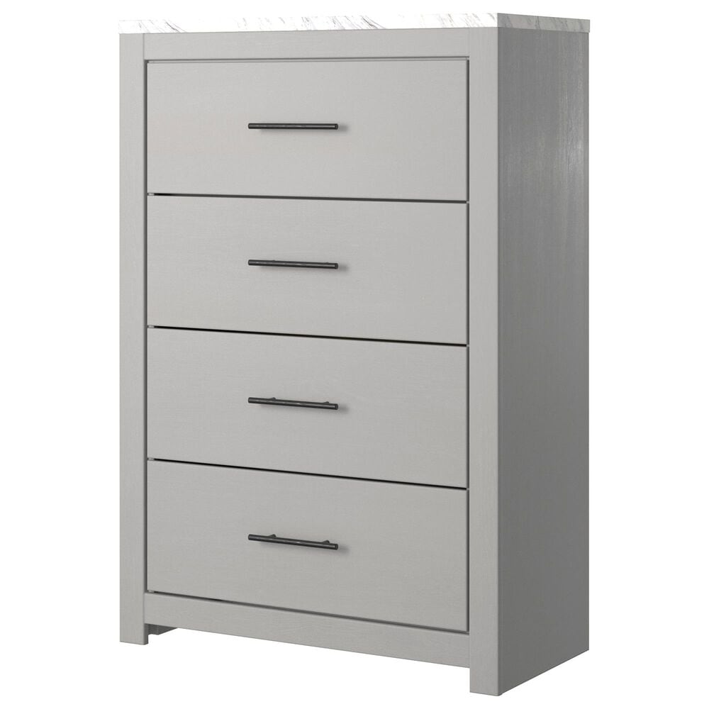 Ashley Cottonburg 4 Drawer Chest in Light Gray and White, , large