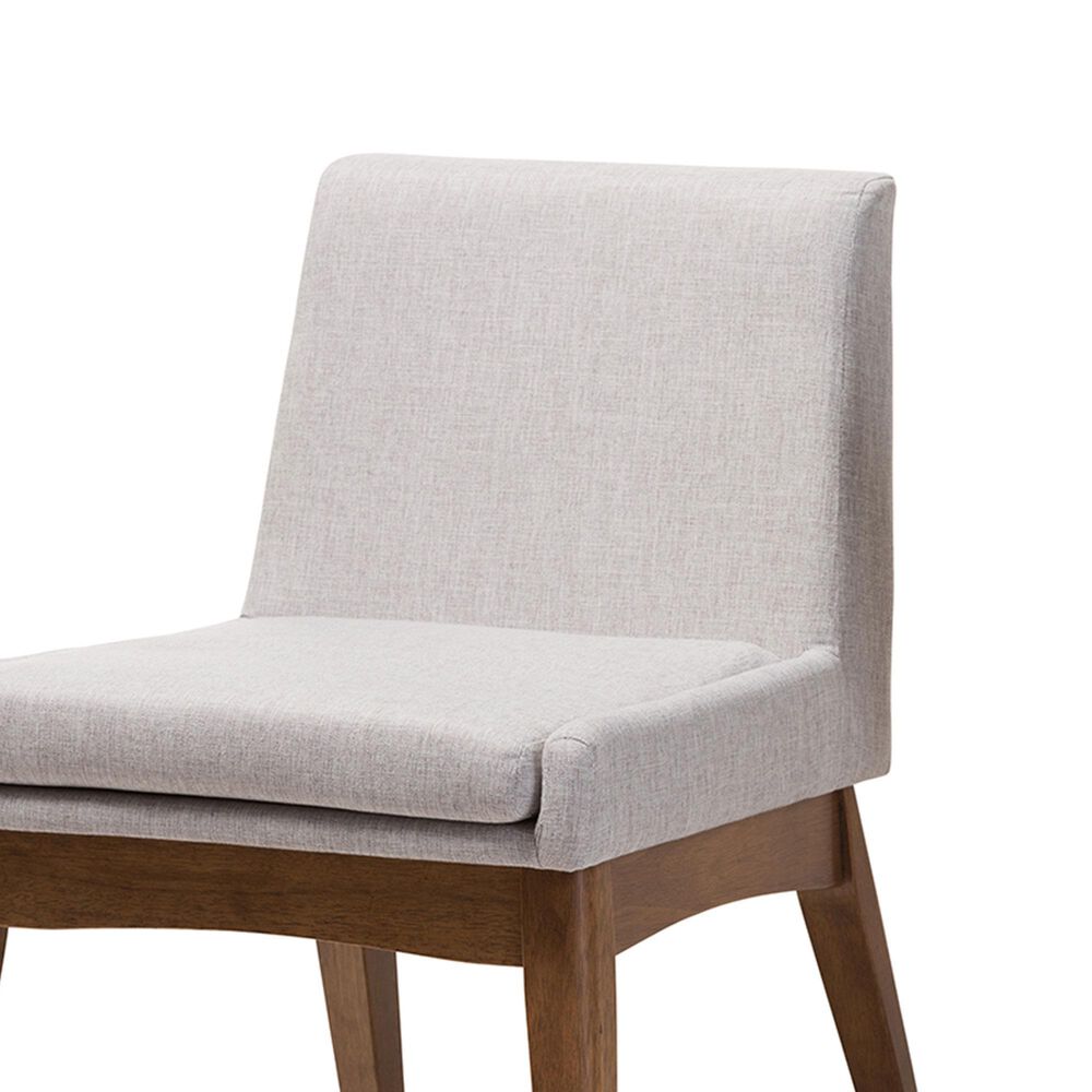 Baxton Studio Nexus Side Chair with Greyish Beige Cushion in Walnut Brown (Set of 2), , large