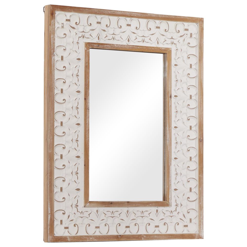 Maple and Jade 28&quot; x 36&quot; Wall Mirror in White and Brown, , large