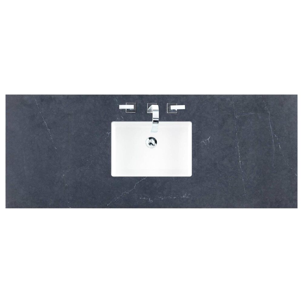 James Martin Vanities Brittany 60" Single Bathroom Vanity in Black Onyx with 3 cm Charcoal Soapstone Quartz Top and Rectangle Sink, , large