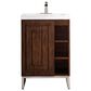 James Martin Vanities Alicante 24" Single Bathroom Vanity in Mid Century Acacia and Brushed Nickel with 5 cm White Glossy Resin Top and Rectangular Sink, , large