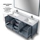 Lexora Home Jacques 72" Double Bathroom Vanity in Dark Grey with 2 cm White Carrara Marble Top and Rectangular Sinks, , large