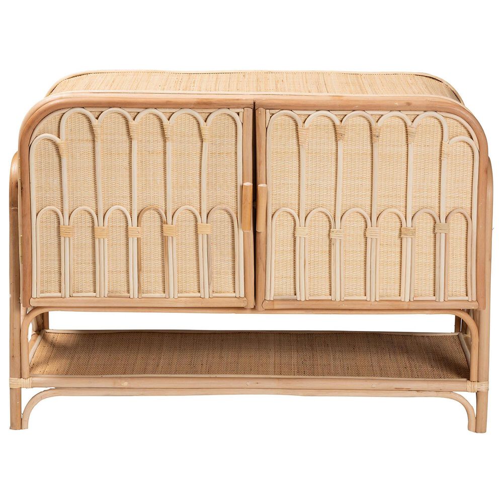 Baxton Studio Gitano 2-Door Rattan Storage Cabinet in Natural, , large